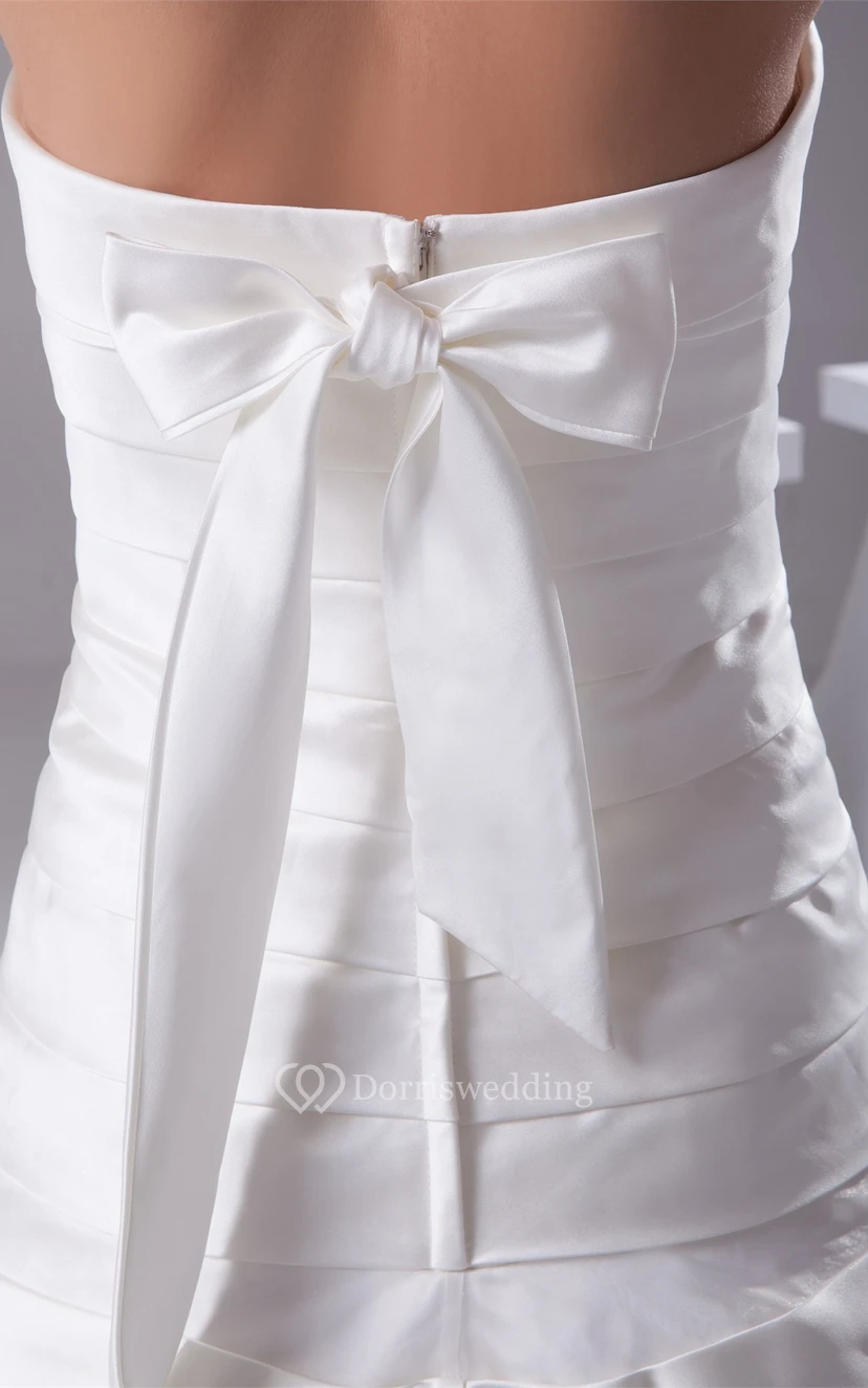 Simple A-Line Floor Length Gown With Bandage and Back Bow view 6