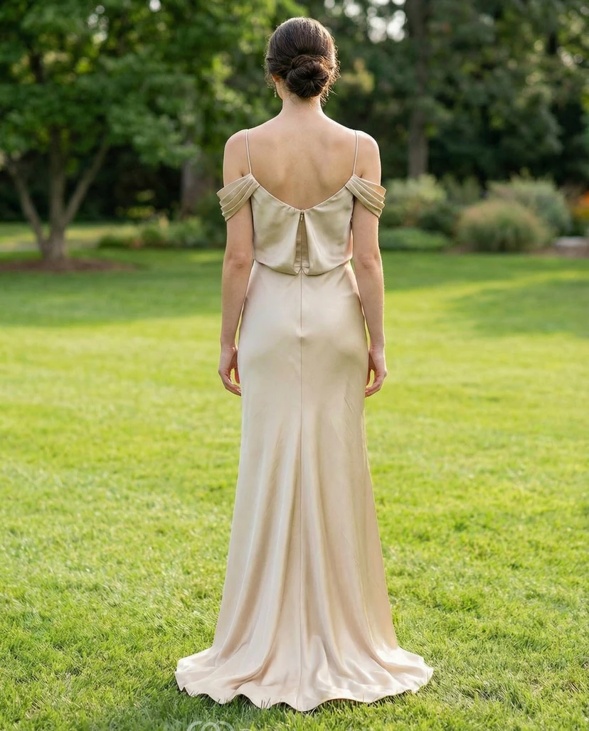 Spaghetti Strap Satin Bridesmaid Gown view 2