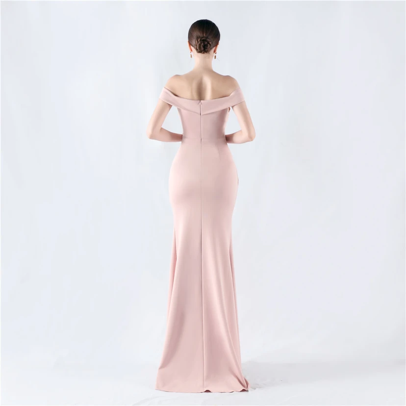 Robe de soirée classique asymétrique en satin à queue de poisson view 32