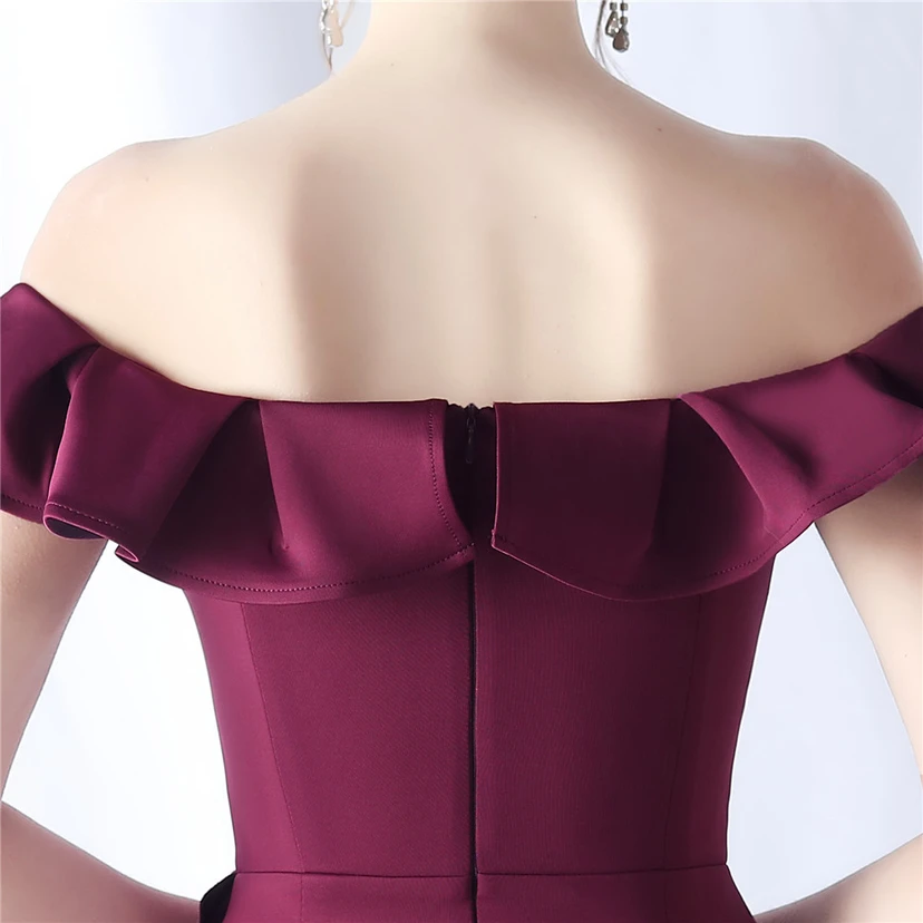 Exhibition Etiquette Bridesmaid Satin Sling Tube Top Evening Dress view 34