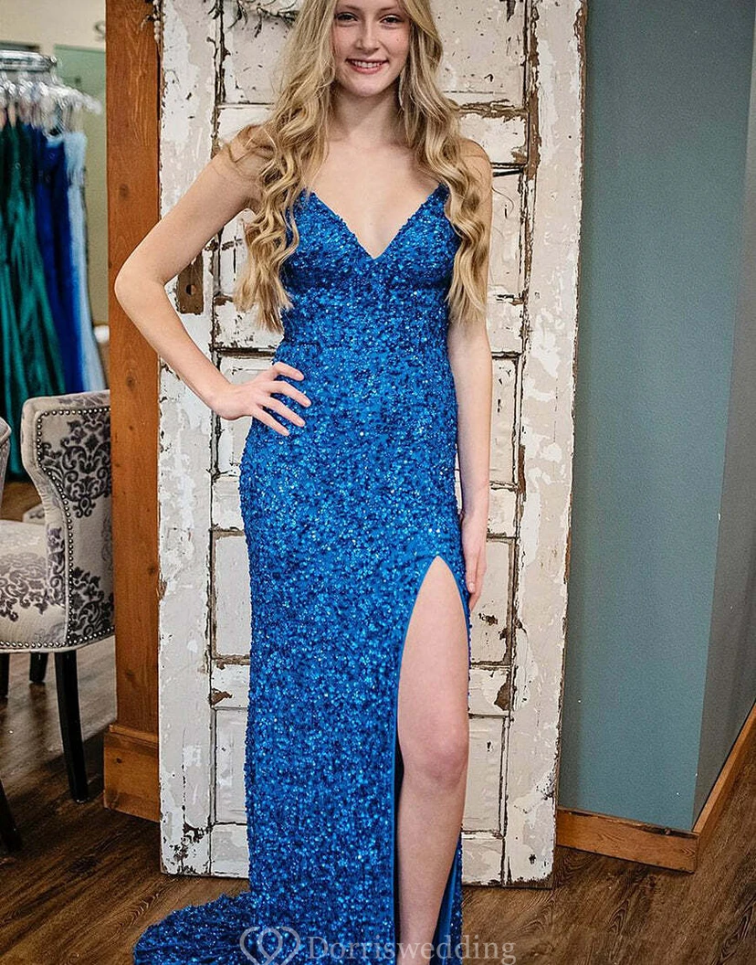 Vibrant Purple Sequin Mermaid Gown with Cowl Neckline view 10