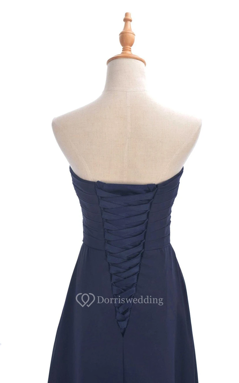 Sweetheart Criss-cross Chiffon A-line Dress With Lace-up Back view 14