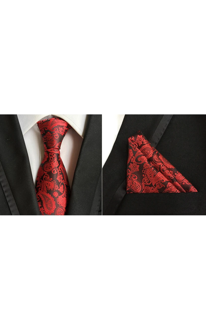 Satin Wide Tie and Pocket Square Combo-11 Color Options view 3