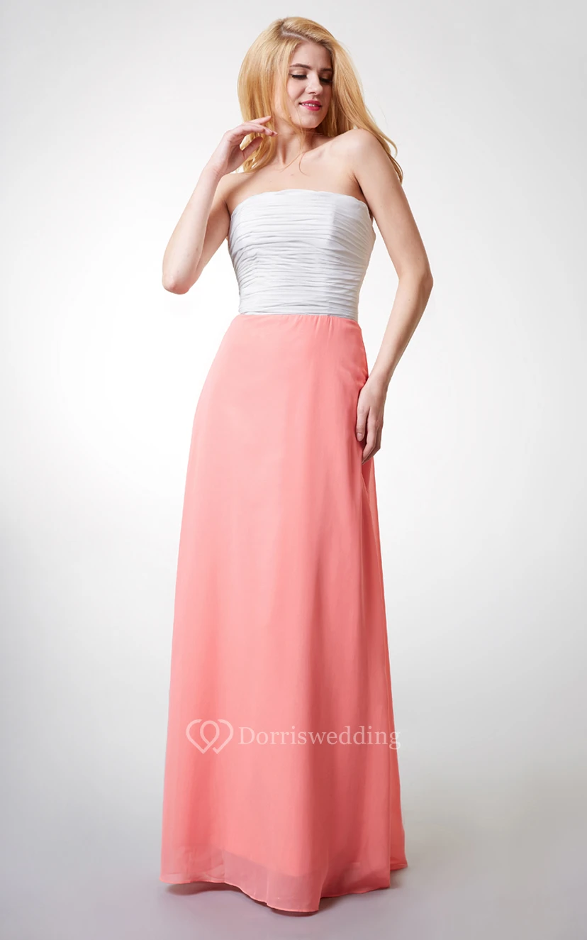 Sleeveless Ruched A-line Long Chiffon Dress view 5