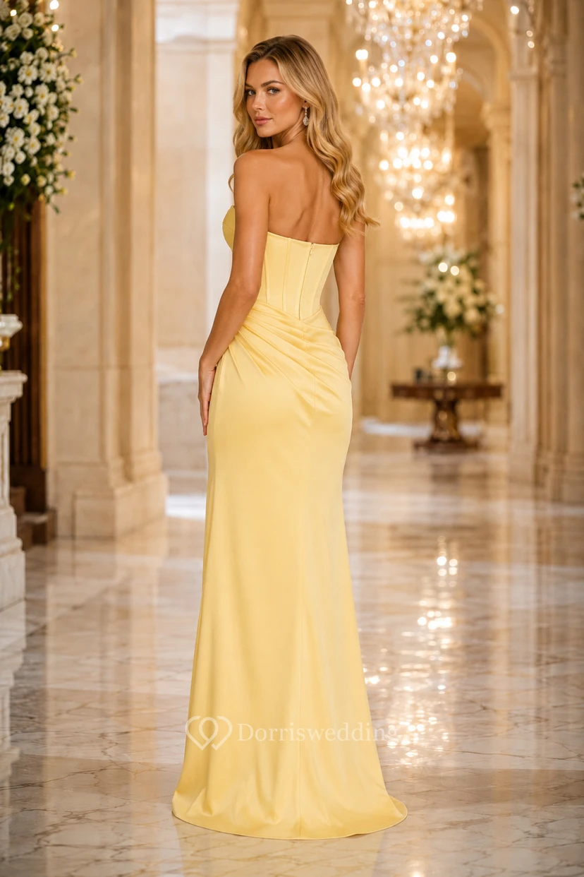 Daffodil Strapless Sheath Dress with Slit view 2