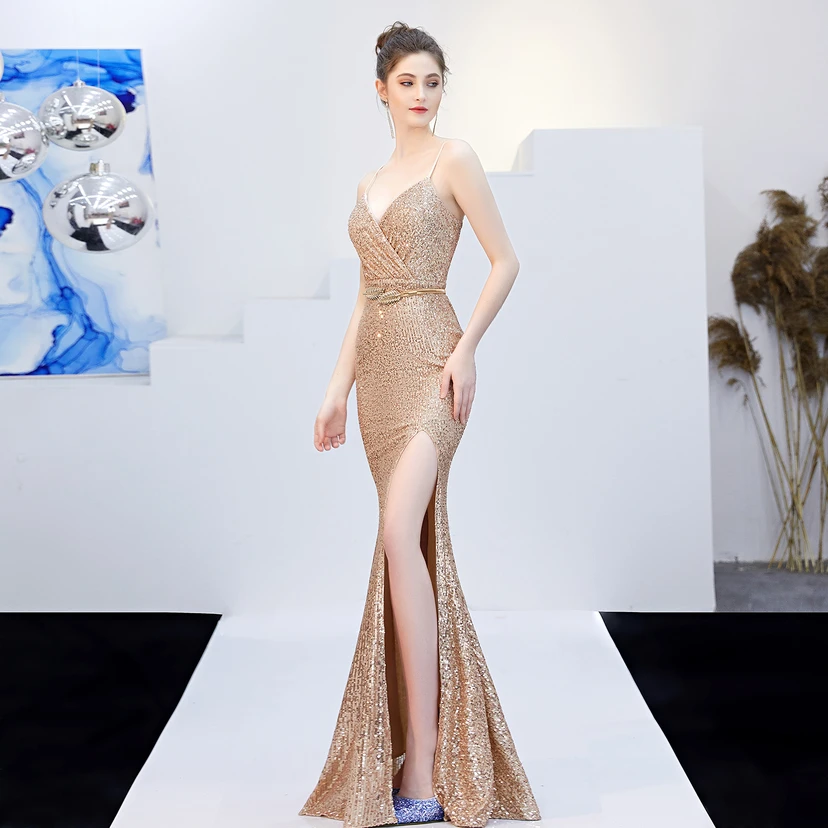 Märchenhaftes, verträumtes Promi-Party-, sexy, langes, schlankes Abendkleid mit Meerjungfrauenschnitt view 33