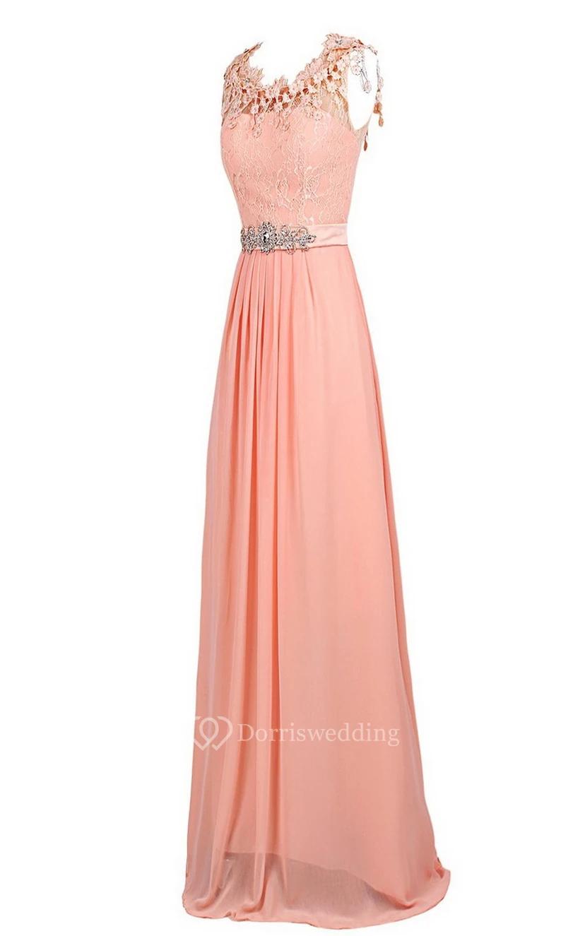 Scalloped Crystal-beaded A-line Gown With Lace Appliqued Bodice view 2