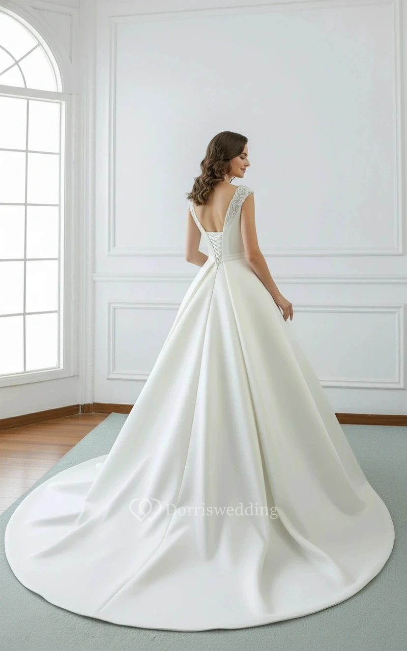 Ballkleid aus königlichem Satin mit Schulterklappen view 2