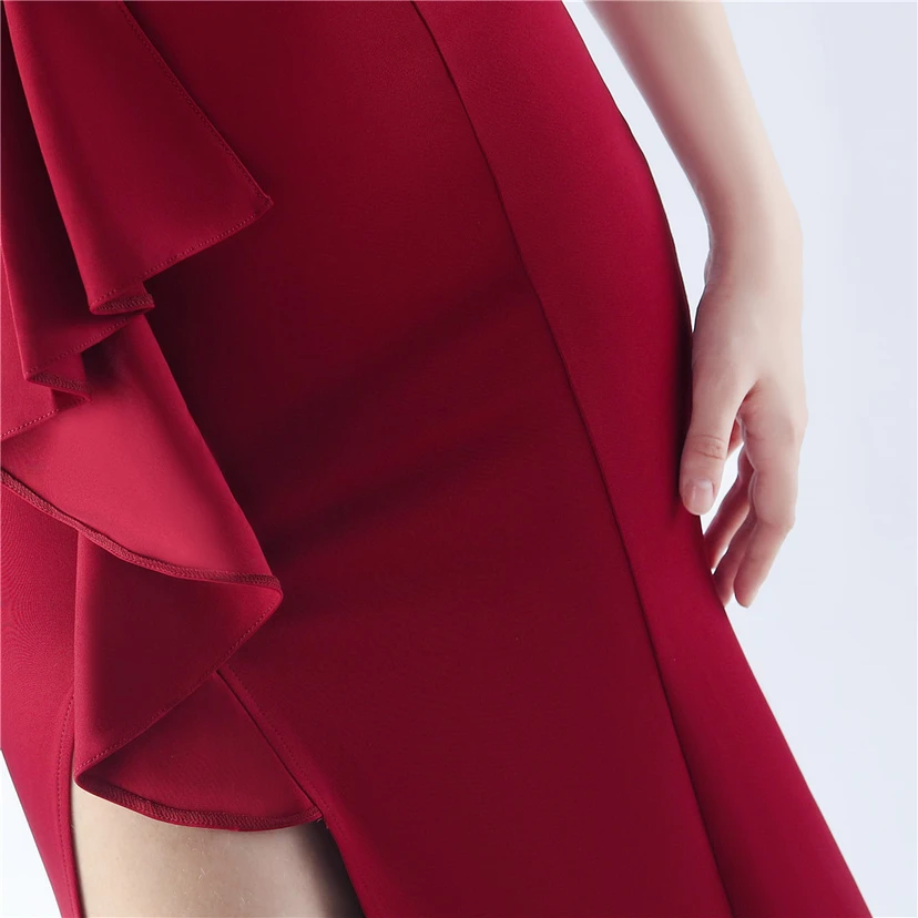 Klassisches langes Abendkleid aus Satin mit One-Shoulder-Ausschnitt view 18