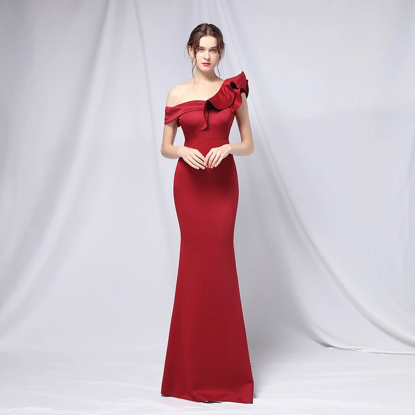 Sechsfarbiges, einseitig schulterfreies Abendkleid für festliche Anlässe, langes, elegantes, figurbetontes und sexy Meerjungfrauenkleid view 52