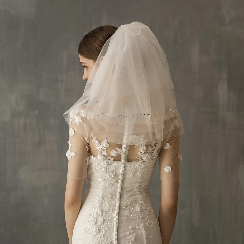 Vintage Multi-layer Shoulder Veil with Sequins view 4
