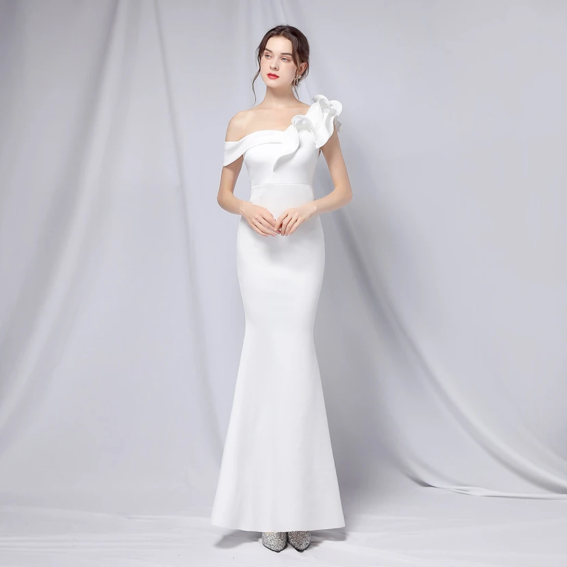 Sechsfarbiges, einseitig schulterfreies Abendkleid für festliche Anlässe, langes, elegantes, figurbetontes und sexy Meerjungfrauenkleid view 13