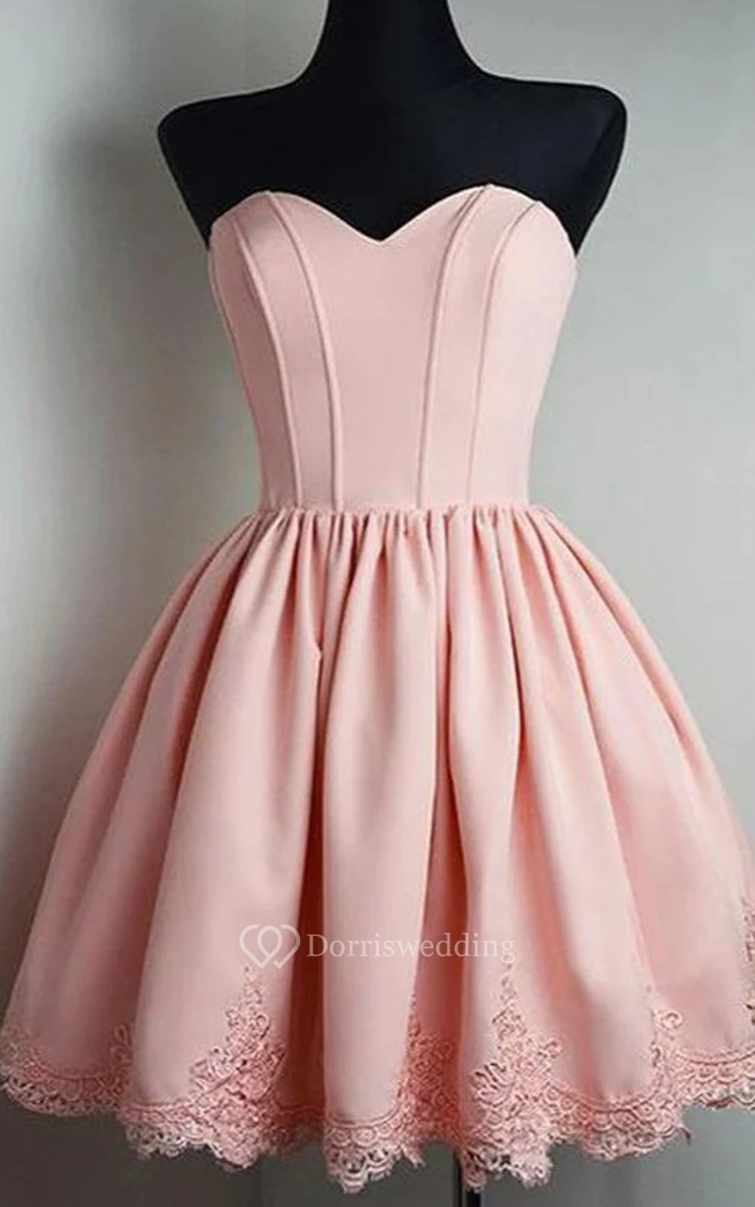 Taffeta Short A Line Sleeveless Romantic Adorable Homecoming Dress view 3