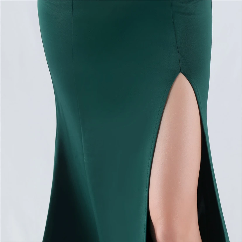 Heavy Hot Diamonds For Transparent Mesh High-Slit Satin Evening Dress Annual Meeting Wedding view 20