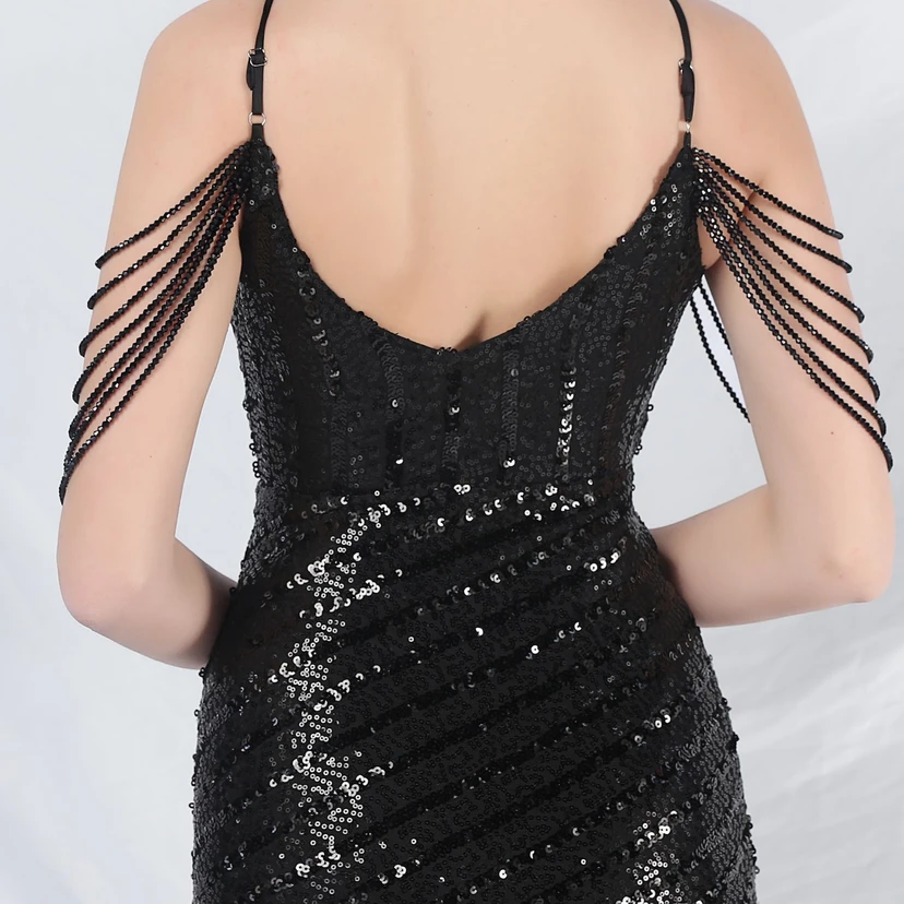 Craft Beaded Long Suspender Evening Dress view 16