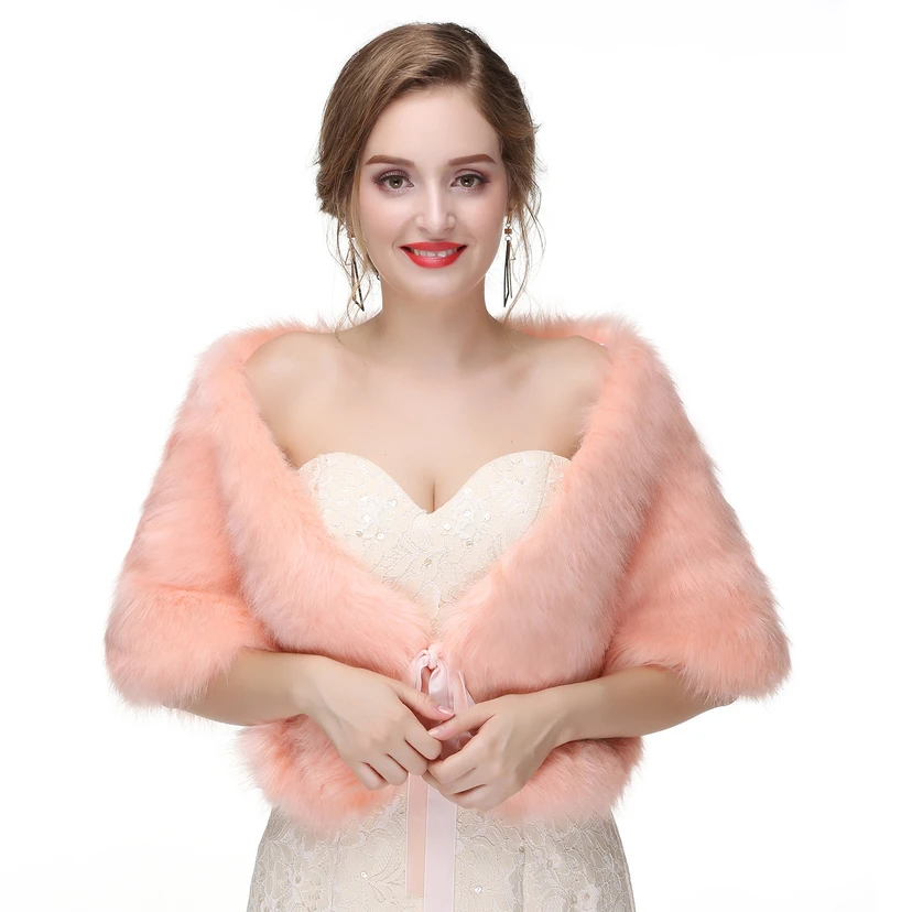 Bridal Winter Warm Wool Cape High-End Fur Wedding Dress Fox Fur Waistcoat view 2