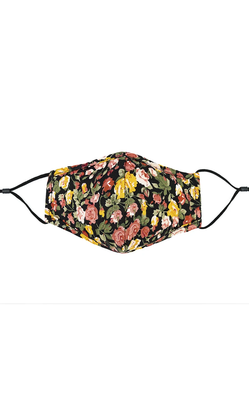 Non-medicial Cute Floral Patterned Cotton Washable Face Mask In 4 Colors view 3