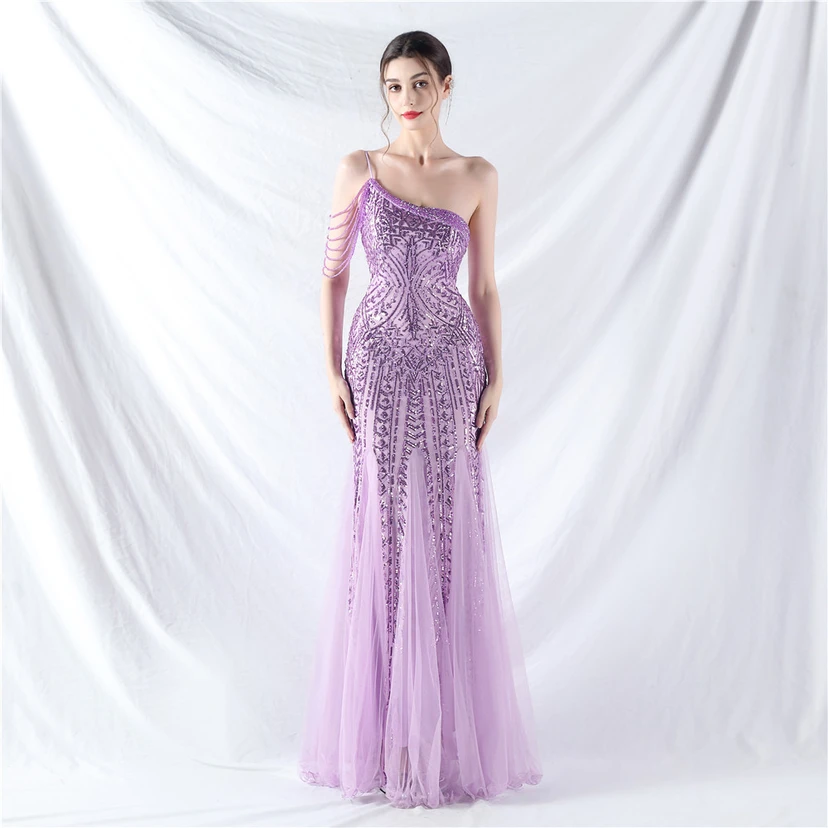Robe de soirée haut de gamme ornée de perles de positionnement, de fleurs et de broderies en tulle. view 72