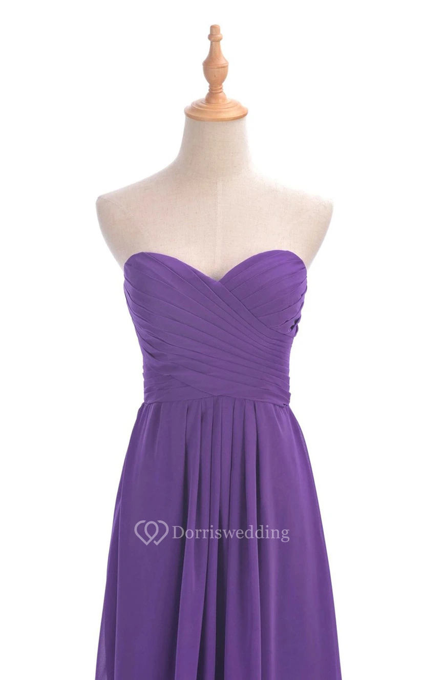 Sweetheart Criss-cross Chiffon A-line Dress With Lace-up Back view 40