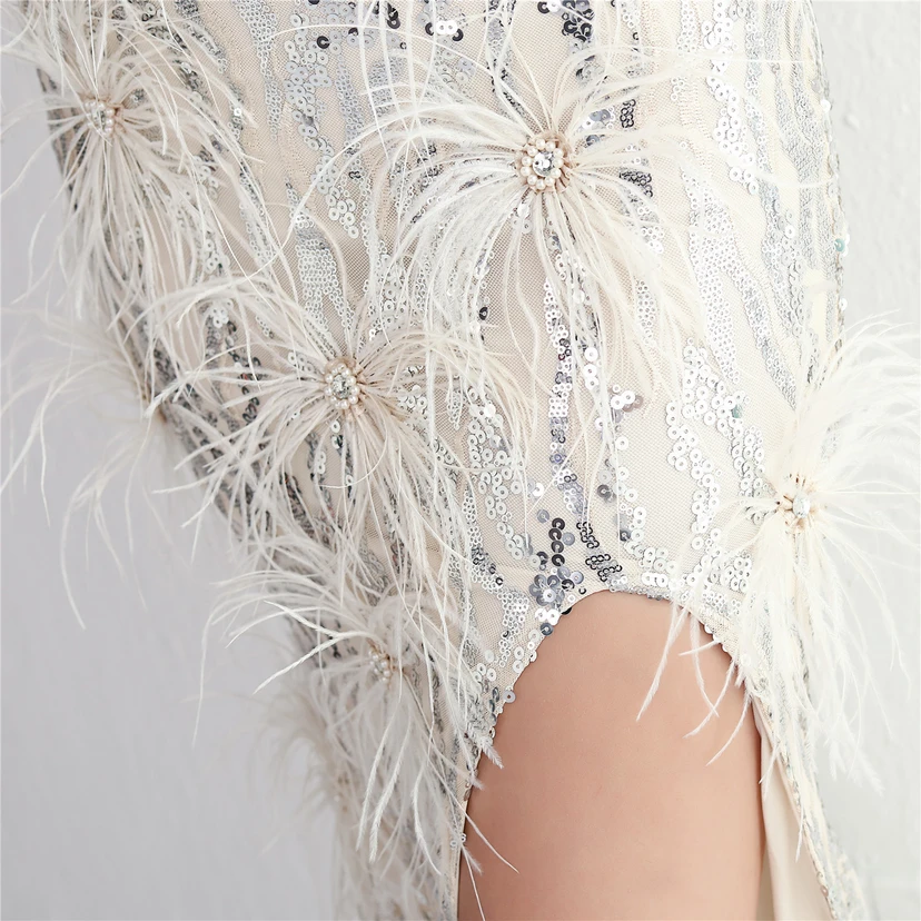 Positioning Flower Craft Beading Craft Imported Wool Dress Long Banquet Slim Evening Dress Elegant Temperament view 27