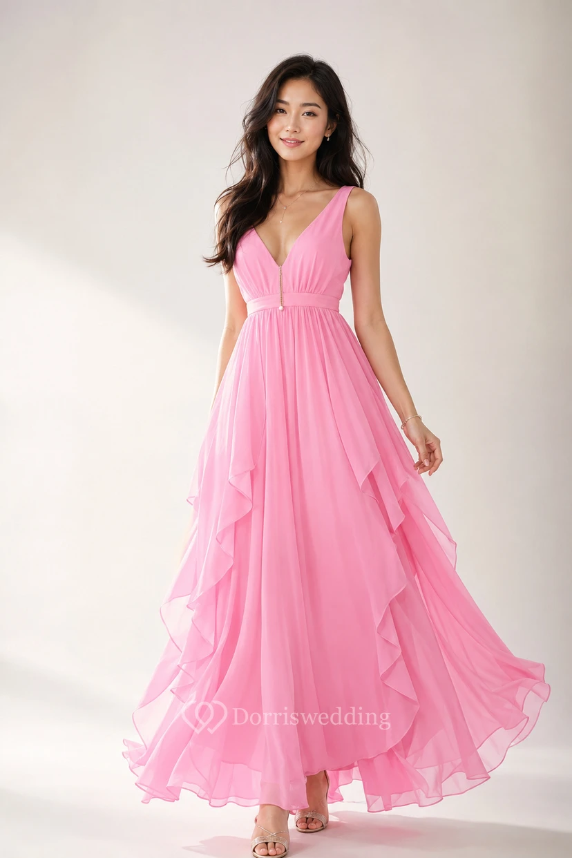 Sleeveless Chiffon Stylish Dress With Ruffles view 17
