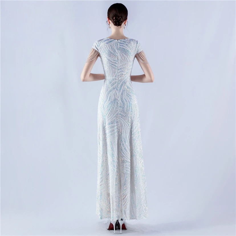 A-Line Big Swing Dress Skirt Encrypted Sequined Craft Beaded Evening Dress view 83