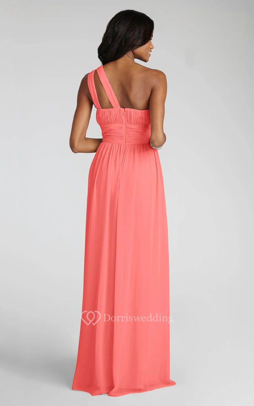 Long-Chiffon Modern One-Shoulder Dress With Ruching view 8
