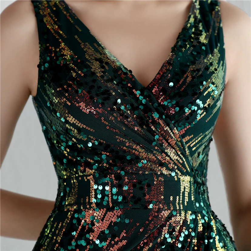 Nouvelle jupe longue fendue à sequins Aura Queen, style banquet de célébrités. view 8