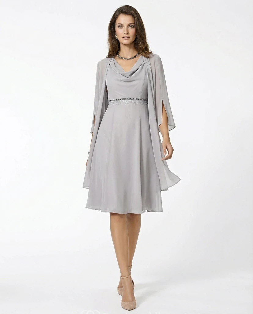 V-Neck Jeweled Chiffon Mother of the Bride
