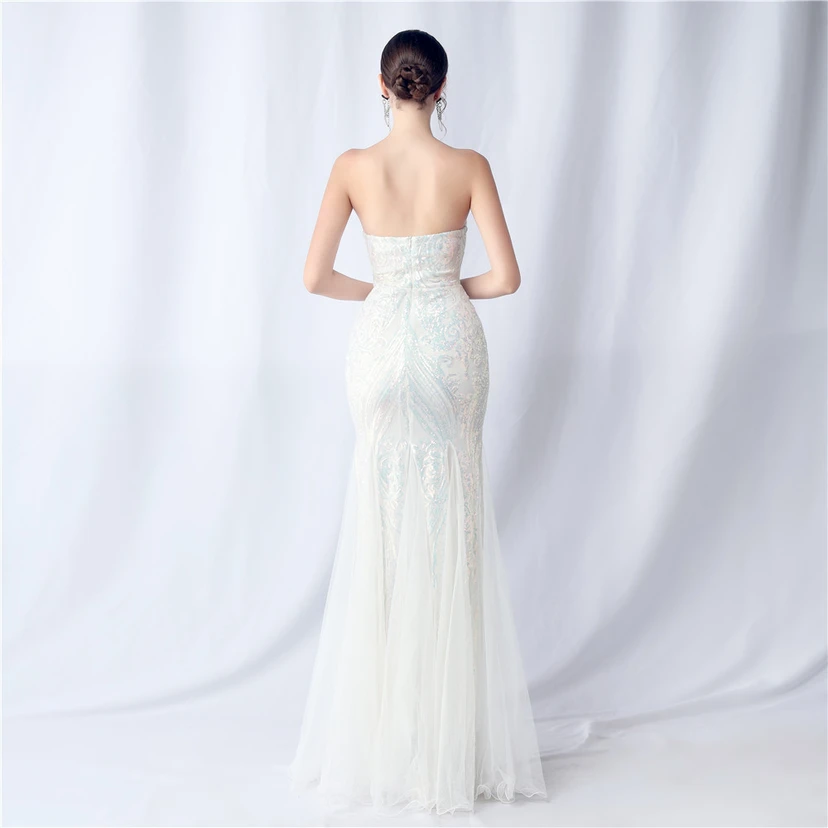 Positionierung Blumenschnitt Netz Pailletten Hochzeitsdinner Toast Party Abendkleid view 24