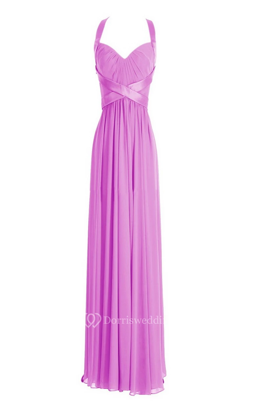 Sleeveless Empire Long Chiffon Crisscross Dress view 22