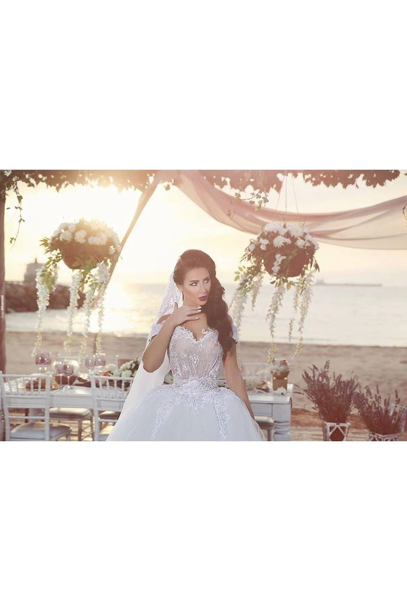 Delicate Tulle Lace Appliques Wedding Dress Off-the-shoulder Ball Gown view 4