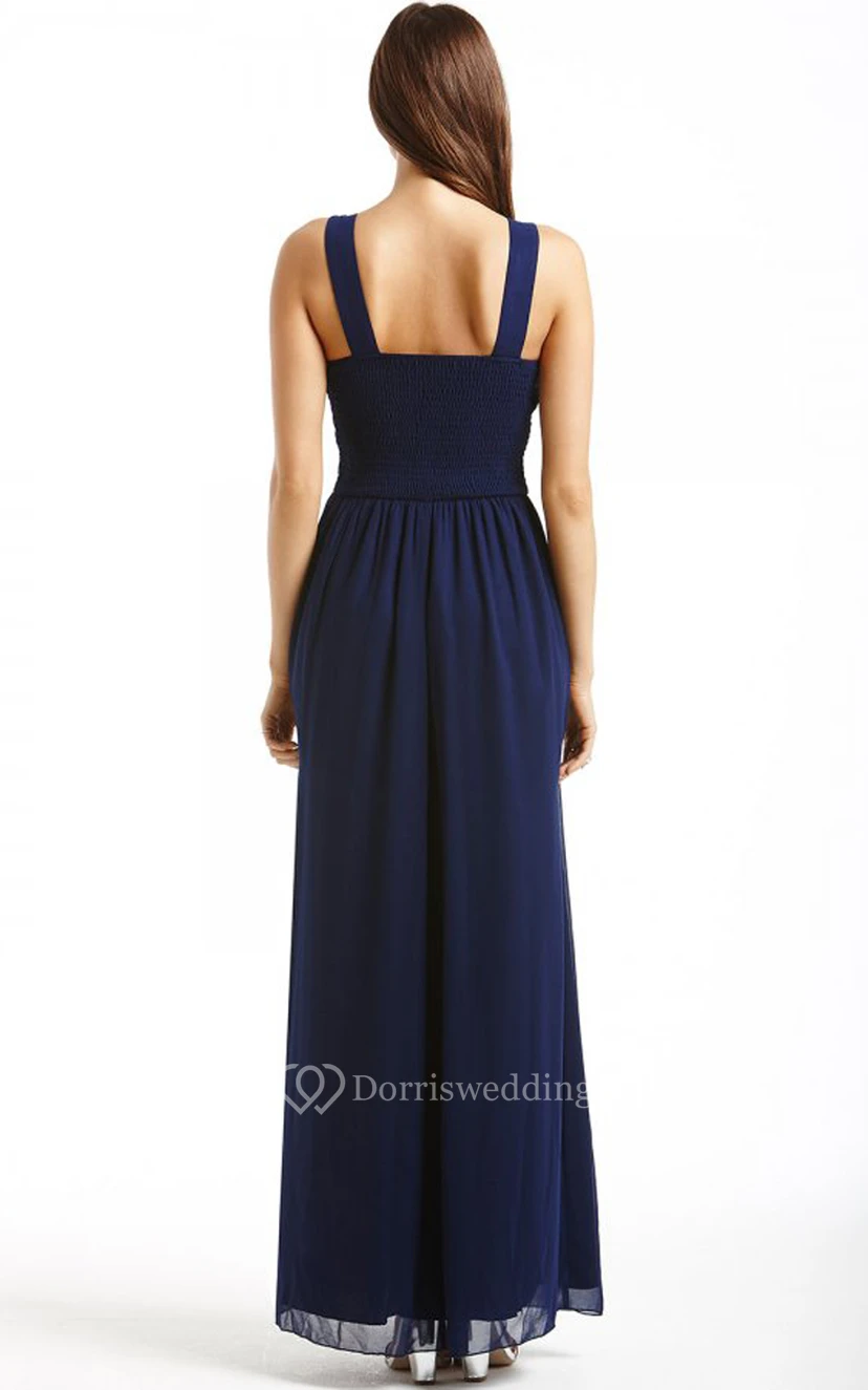 Scoop Neckline Modest A-Line Gown With Squared Back view 19