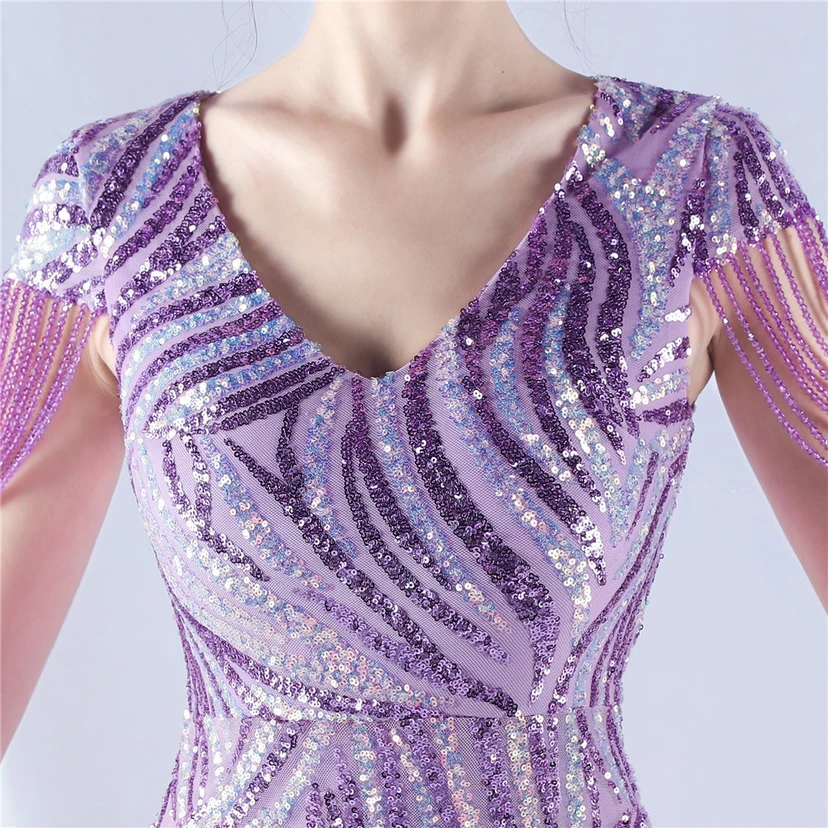 A-Line Big Swing Dress Skirt Encrypted Sequined Craft Beaded Evening Dress view 62
