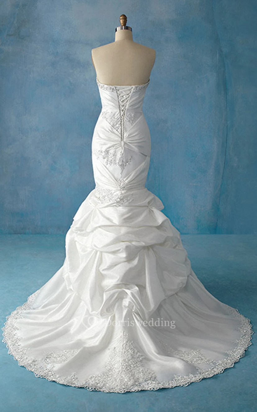 Long Mermaid Strapless Taffeta Dress With Ruffles view 2