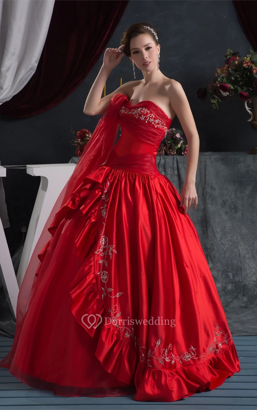 Flamboyant Ruched Sweetheart Draping and Ball-Gown With Embroideries view 2