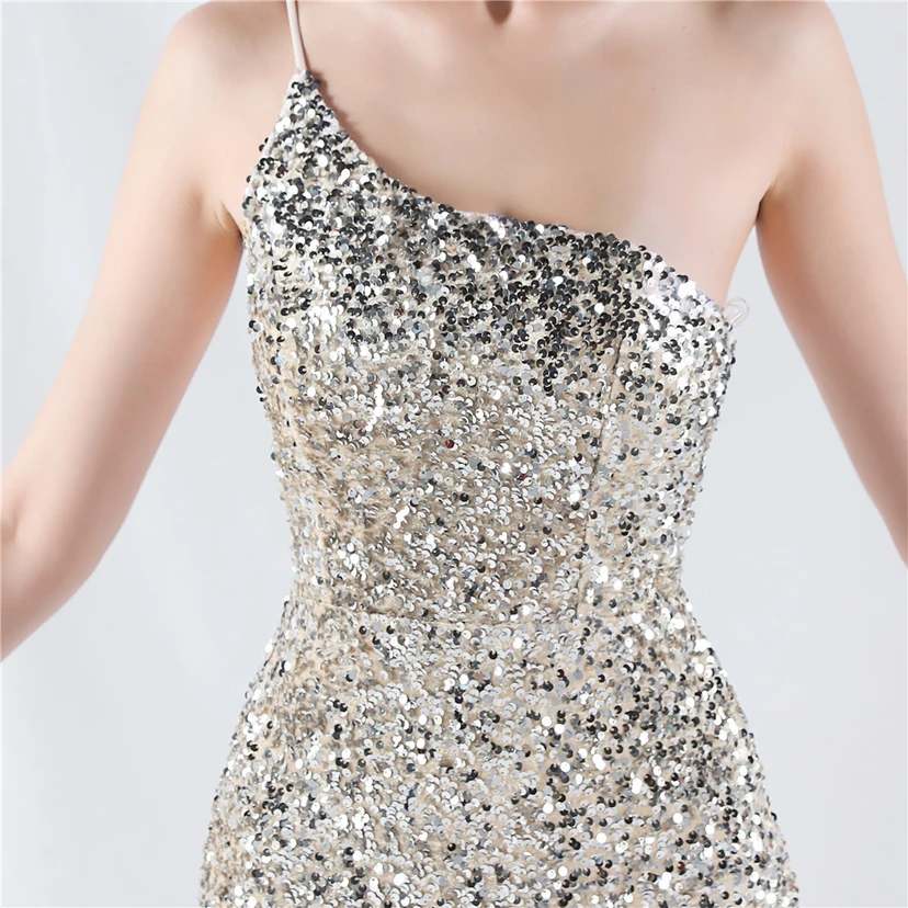 Sexy Abendkleid mit Samtsaum, Farbverlauf, Pailletten, hohem Schlitz und schräger Schulterpartie view 38