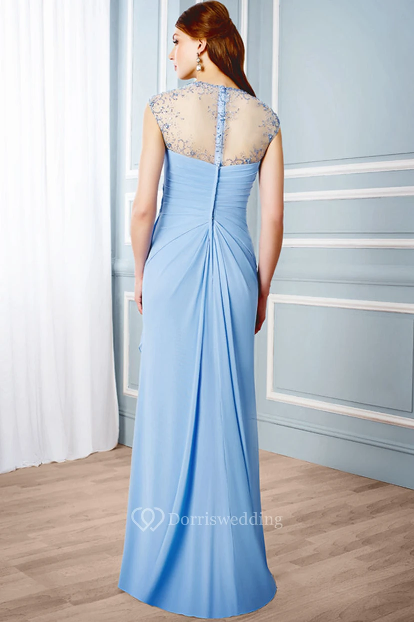 Maxi Draped Cap Sleeve V-Neck Chiffon Formal Dress view 2
