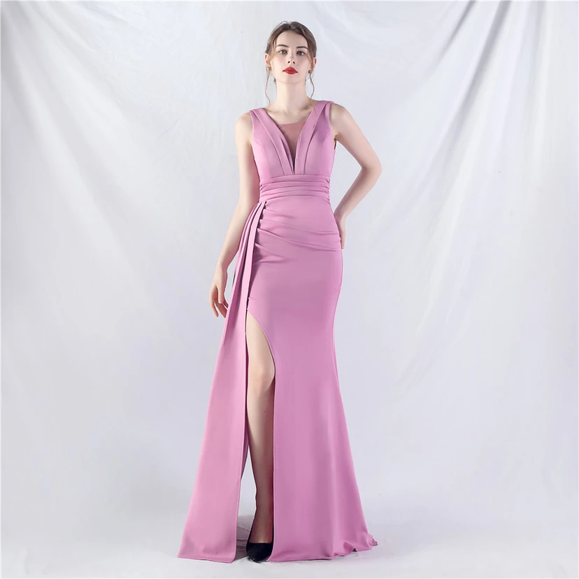 Vestido de noche de satén plisado con 8 colores opcionales view 38
