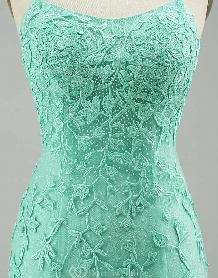 Lace Spaghetti Sheath Tulle Casual Dress view 8