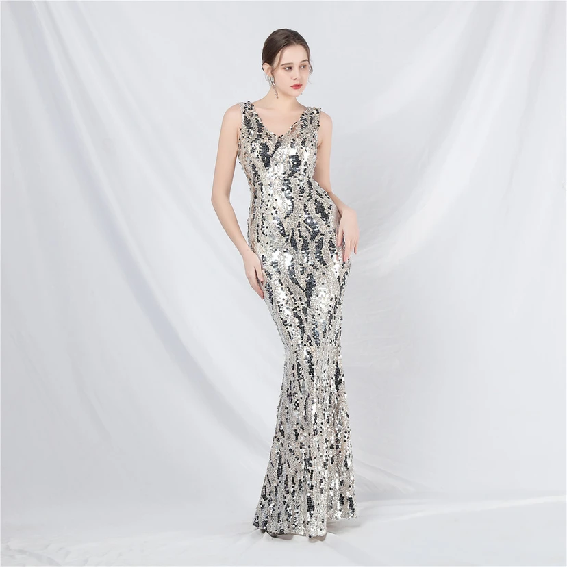 Robe de soirée longue à sequins irisés, nouvelle création view 17
