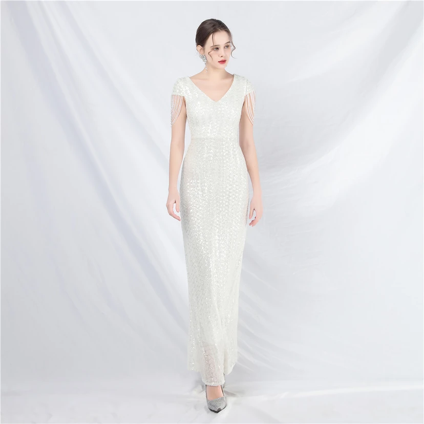 A-Line Big Swing Dress Craft Sequined Long A-Line Evening Dress view 49