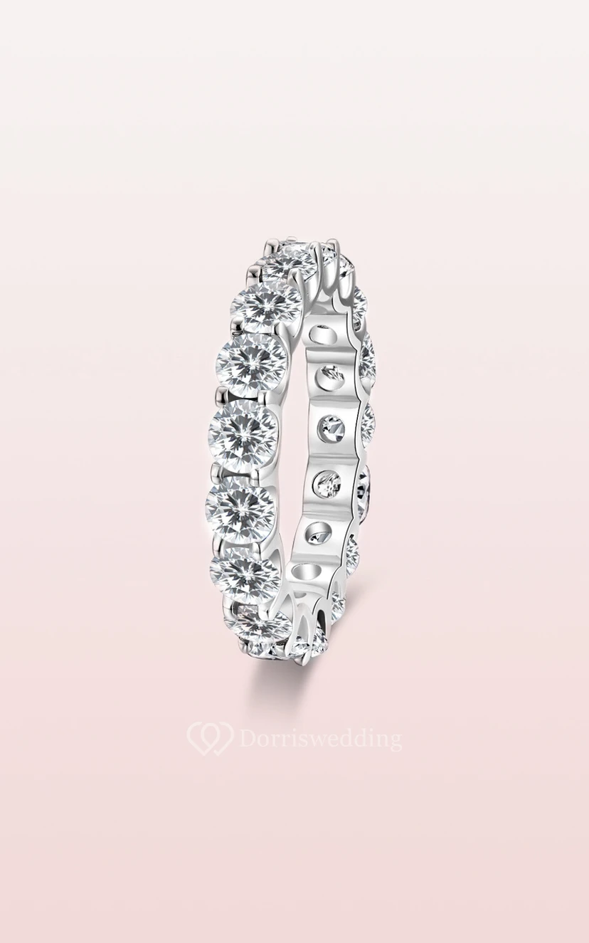 Eternity Round Cut 925 Silver Wedding Rings