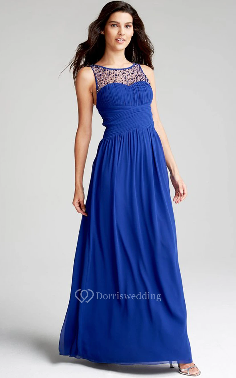 Scoop Neckline Modest A-Line Gown With Squared Back view 36