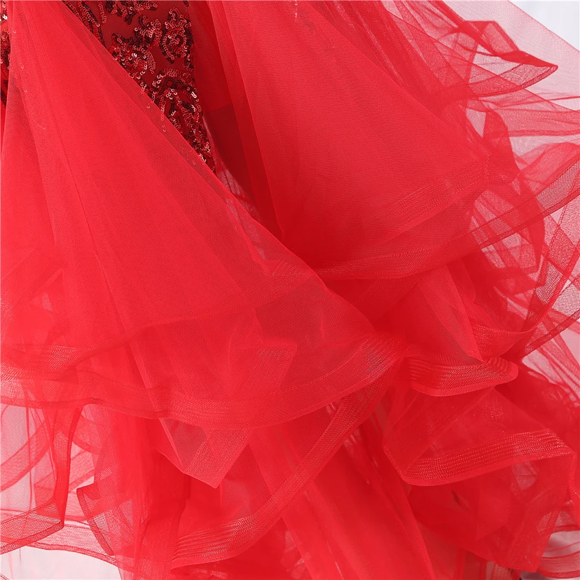 Vestido de actuación para celebración de baile caliente con cuentas de flores y posicionamiento de red rígida. view 9