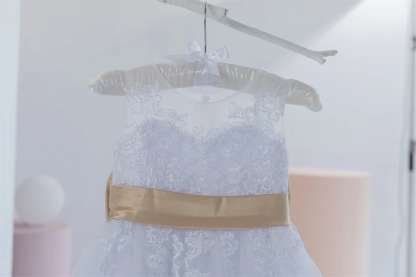 Scoop-neck Lavender Applique Tulle Flowergirl Dress with Bow view 4