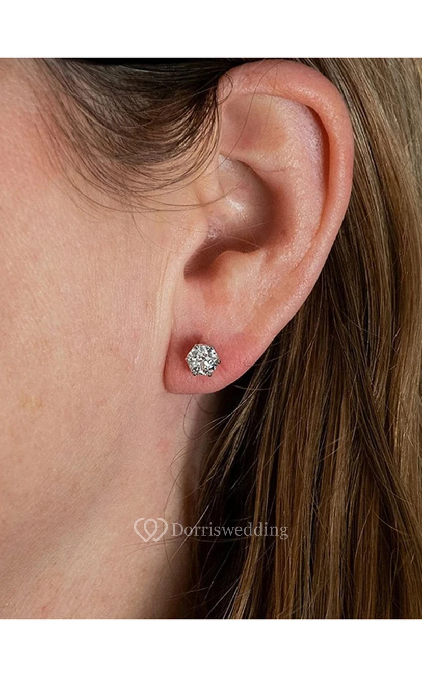 Six Claw Moissanite Stud Earrings view 4