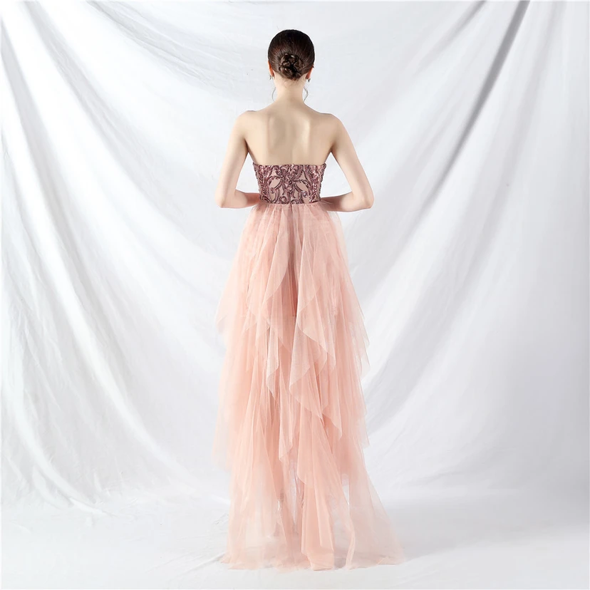 Kleid mit positionierten Blumenperlen und gespleißtem Netzstoff view 24