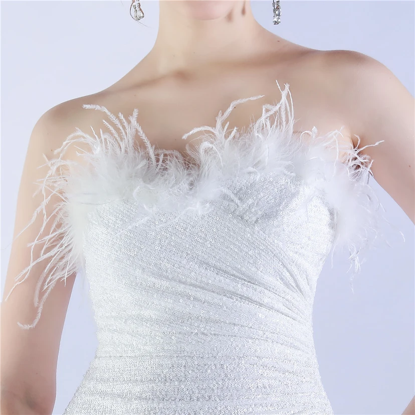 Ostrich Feather Plus Folding And Wrinkling Technology Host Dinner High-End Evening Dress view 53