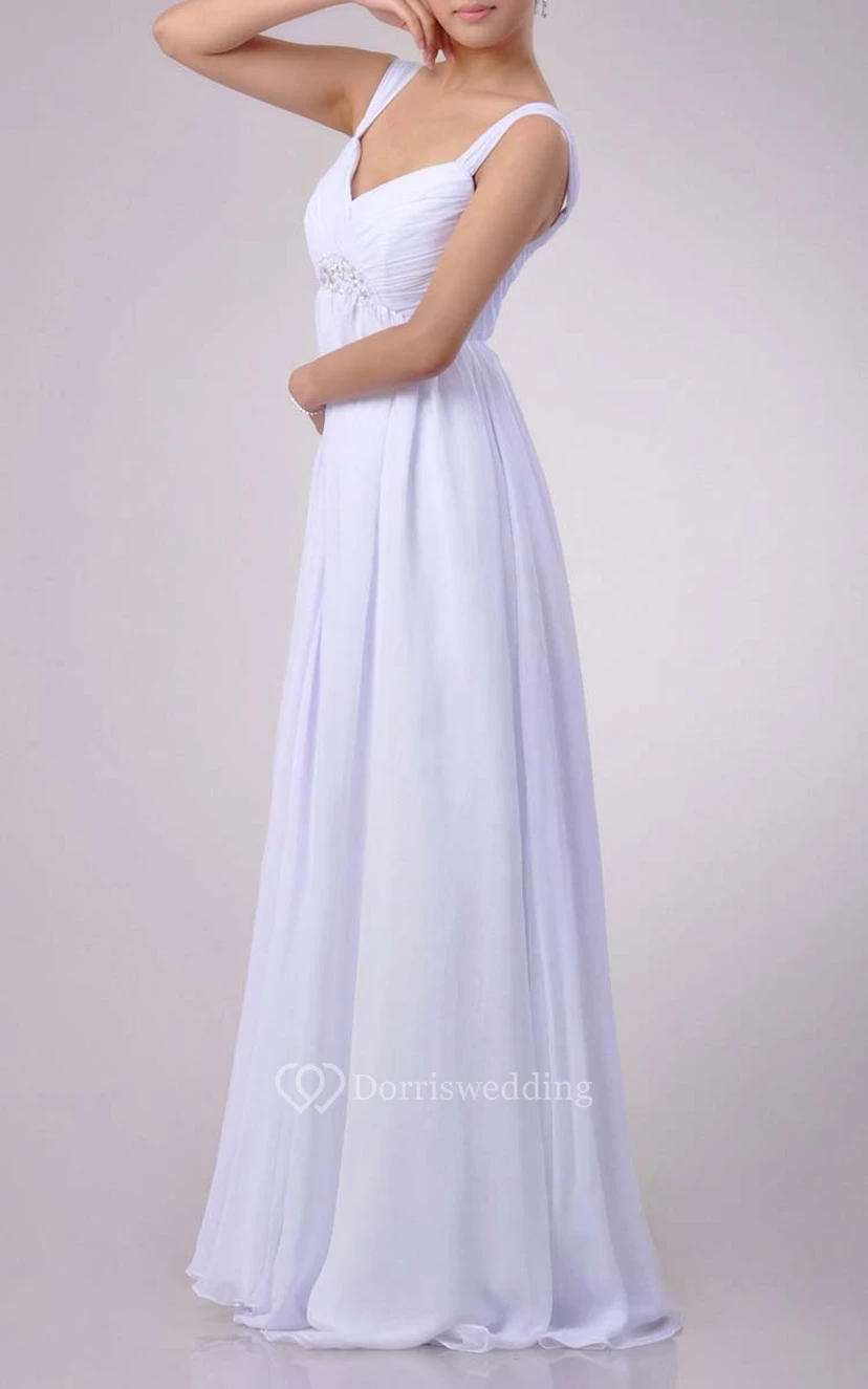 Floor-length Sweetheart Empire Chiffon Dress With Beading view 7